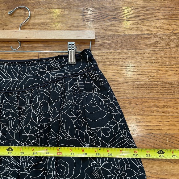 ANTHROPOLOGIE Women's 52 Conversations Colloquial Skirt Sz 6 Black Floral Linen - Picture 6 of 11